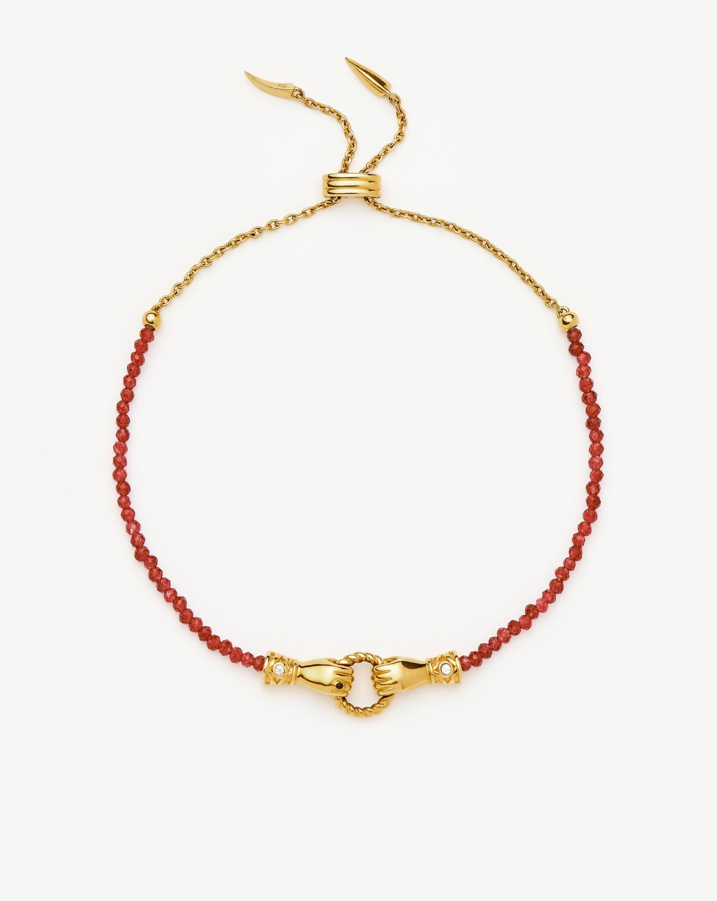 Harris Reed In Good Hands Gemstone Slider Bracelet | 18k Gold Plated/Red Quartz