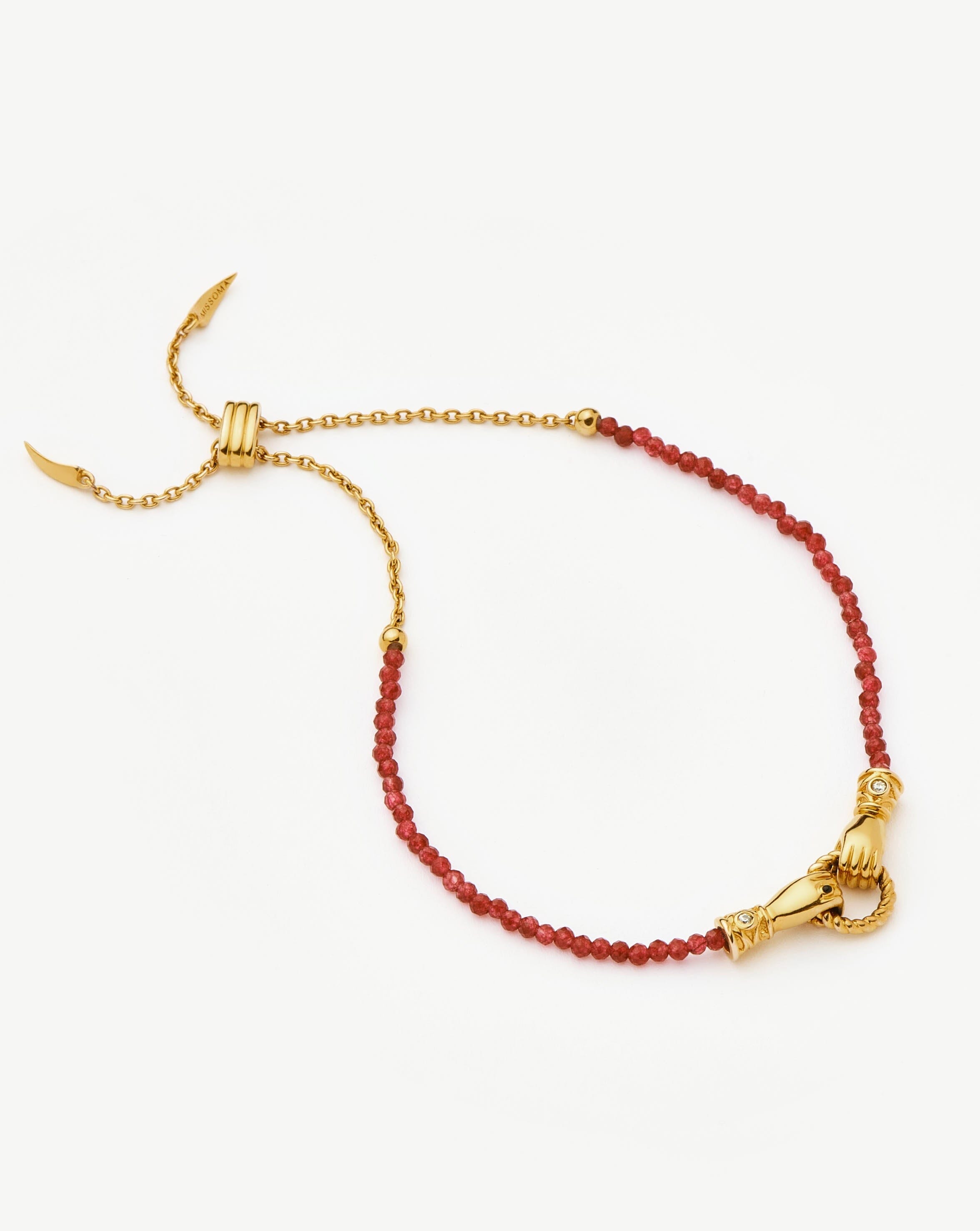 Harris Reed In Good Hands Gemstone Slider Bracelet | 18k Gold Plated/Red Quartz