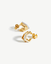 Hex Double Huggies | 18k Gold Vermeil/Cubic Zirconia