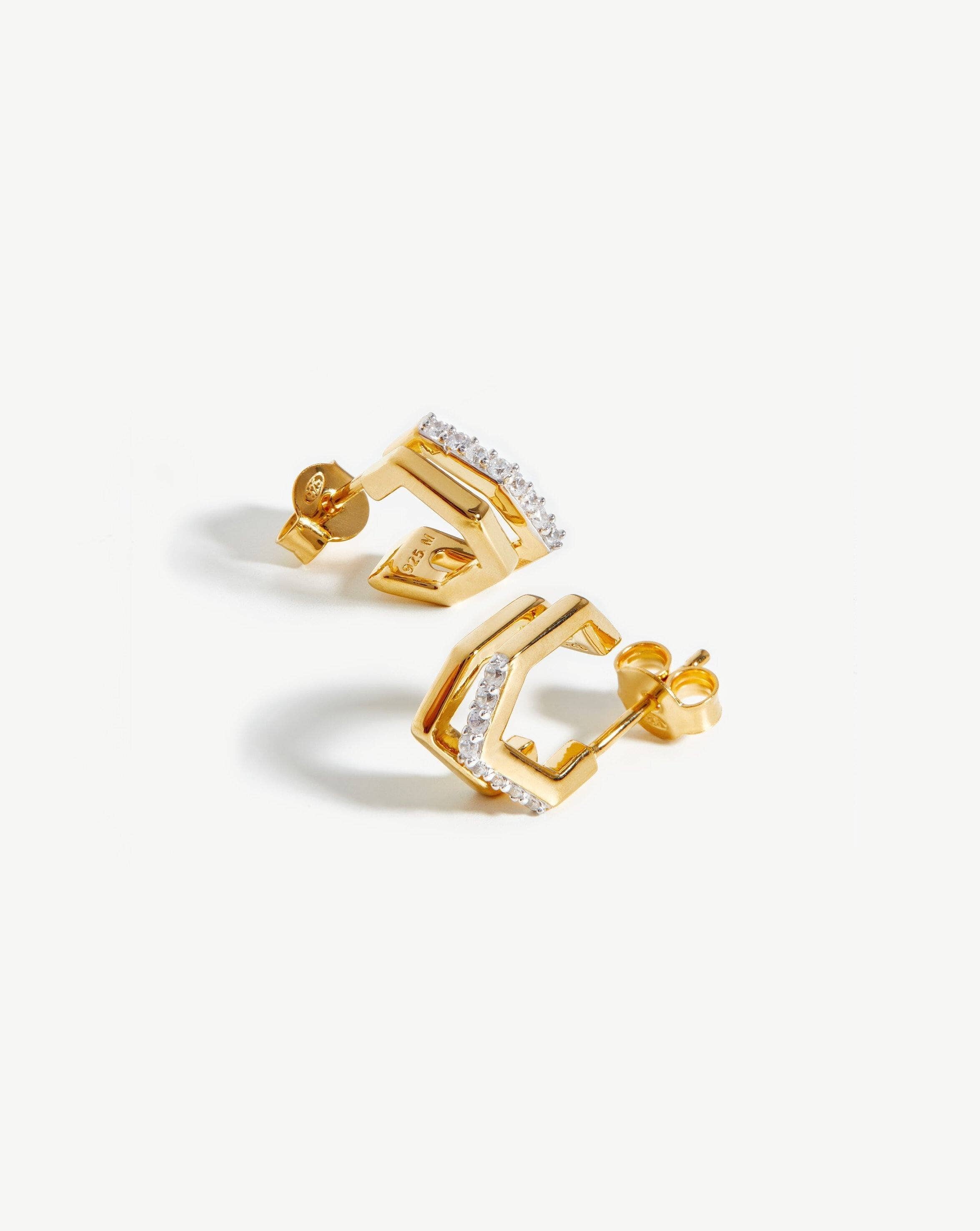 Hex Double Huggies | 18k Gold Vermeil/Cubic Zirconia