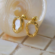 Mother of Pearl Shell Gold Earrings