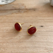 Red Onyx Earring Gold Vermeil