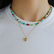 Blue Multi-gems stitching chain colorful necklace and bracelet ( Purchase Individually)