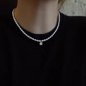 Small CZ Pendant Pearl Necklace