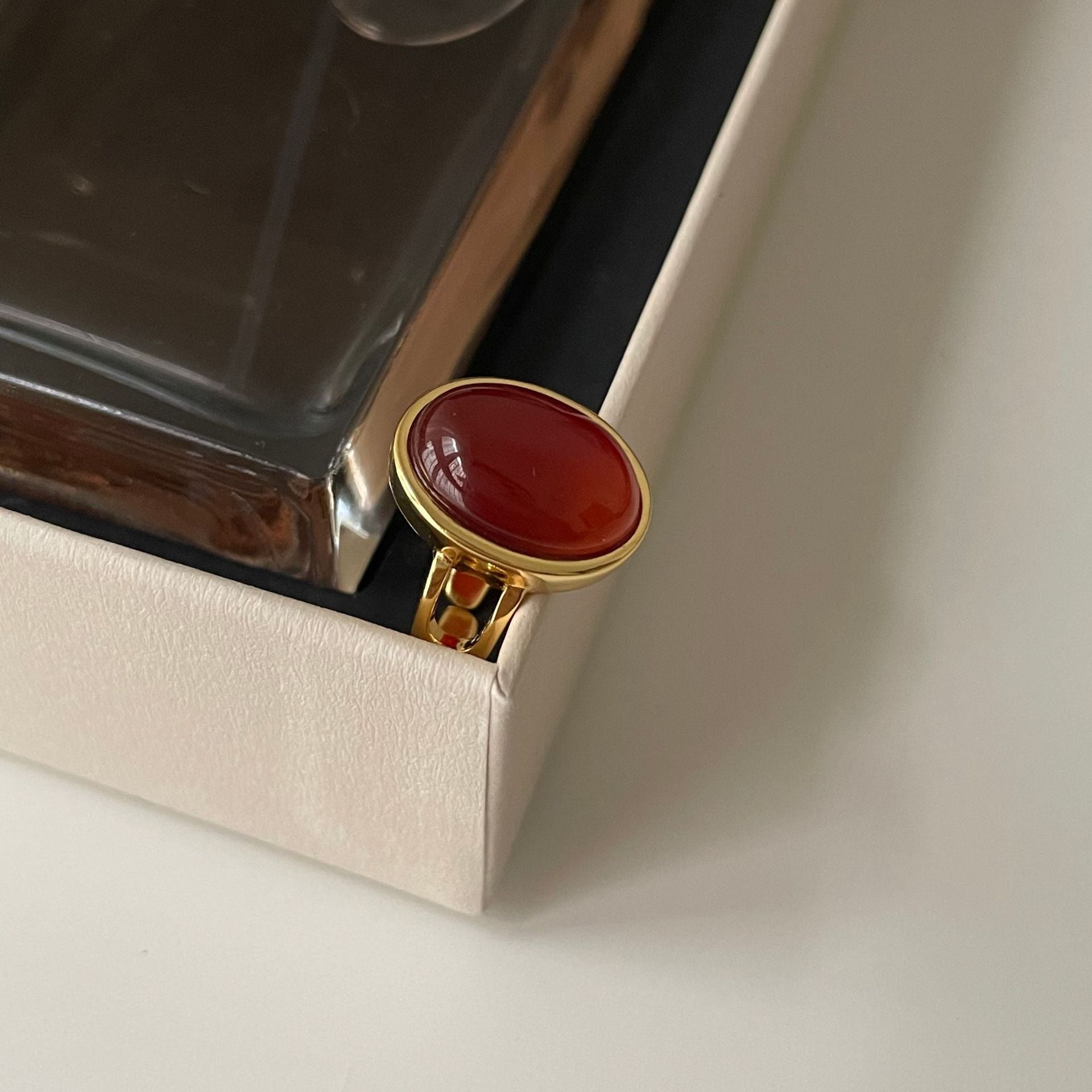 Red Onyx Ring Gold Vermeil