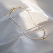 Gold Beaded Pearl Necklace