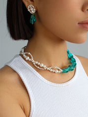 Retro Blue Bold Baroque Pearls Necklace and Earrings (Purchase Individually)