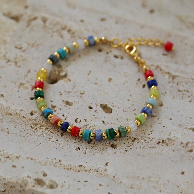 Multi-Gems Colorful Necklace and Bracelet ( Purchase Individually)