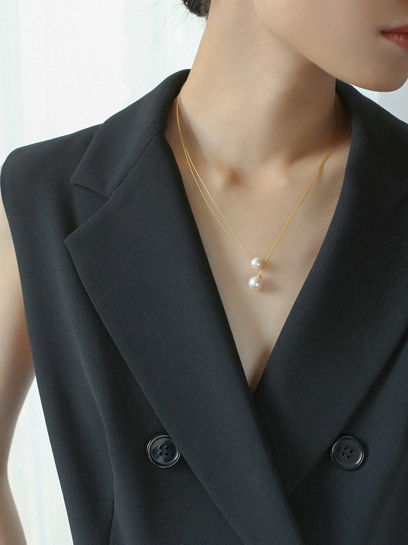 Y-Shape Pearl Choker Necklace