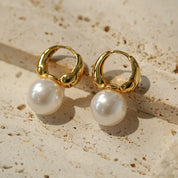 Round Hoop Man-Made Pearl Earrings