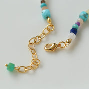 Blue Multi-gems stitching chain colorful necklace and bracelet ( Purchase Individually)