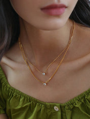 Layered Shine Heart CZ Cuba Chain Necklaces