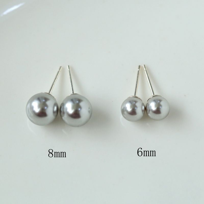 Swarovski Grey Pearls Stud Earrings