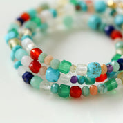 Blue Multi-gems stitching chain colorful necklace and bracelet ( Purchase Individually)