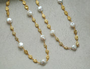 Elegant Irregular Gold Coin & Pearl Drop Necklace