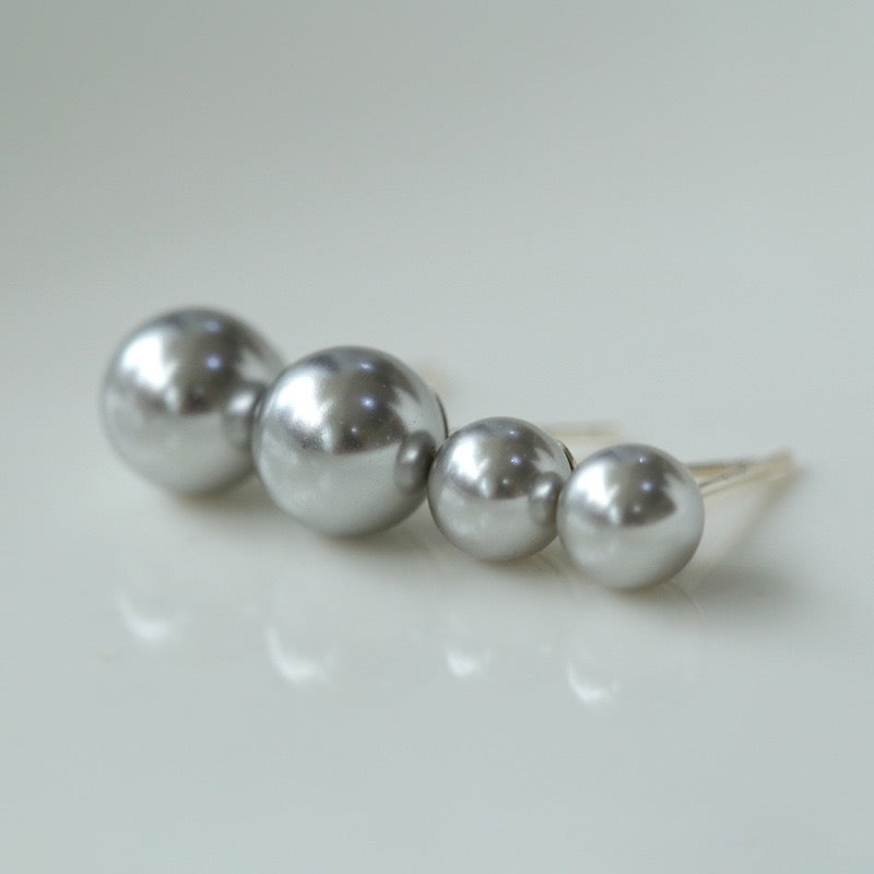 Swarovski Grey Pearls Stud Earrings