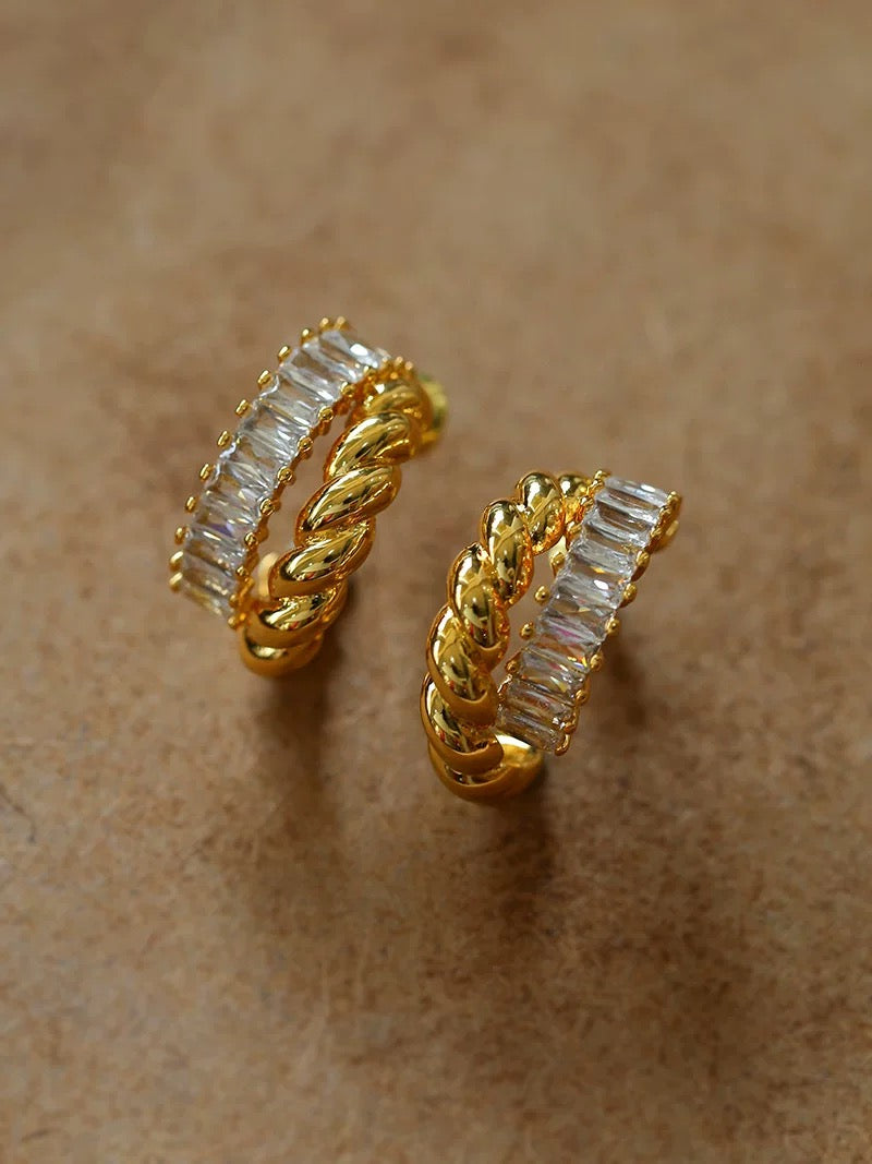 Twisted Striped CZ Earrings