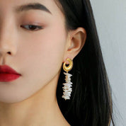 Moon Baroque Pearl Long Earrings