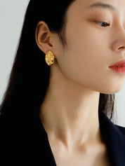 Large Gold Leaf Earrings