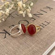 Red Onyx Ring Gold Vermeil