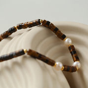 Tiger's Eye Gemstone Pearl Necklace