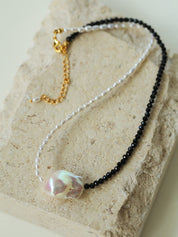 Black Gems Large Baroque Pearl Necklace