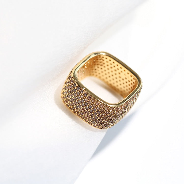 Dazzling Square Zirconia Encrusted Ring