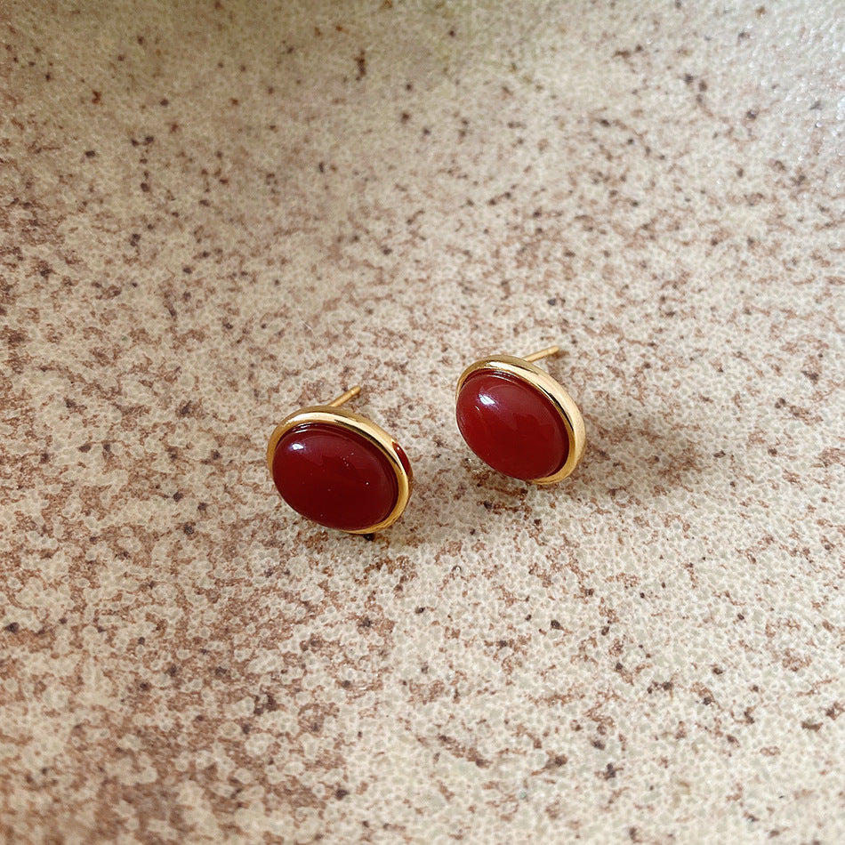 Red Onyx Earring Gold Vermeil