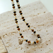 Tiger’s eye gems stitching chain black agate necklace and bracelet ( Purchase Individually)