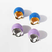 Color Enamel Round Disco Ball Hoop Stud Gold Earrings