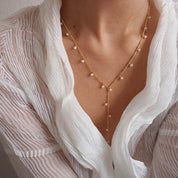 Y Shape Dainy Pearls Necklace