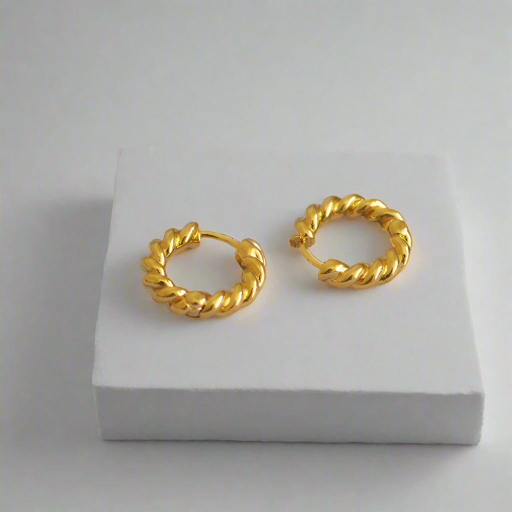 Gold Twisted Hoop Earrings