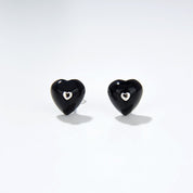 Black Agate Heart Necklace Earrings (Purchase Individually)