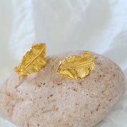 Large Gold Leaf Earrings