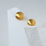 Shine Brushed Button Earrings