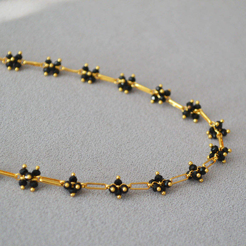 Handwoven Shimmering Black Crystal Necklace