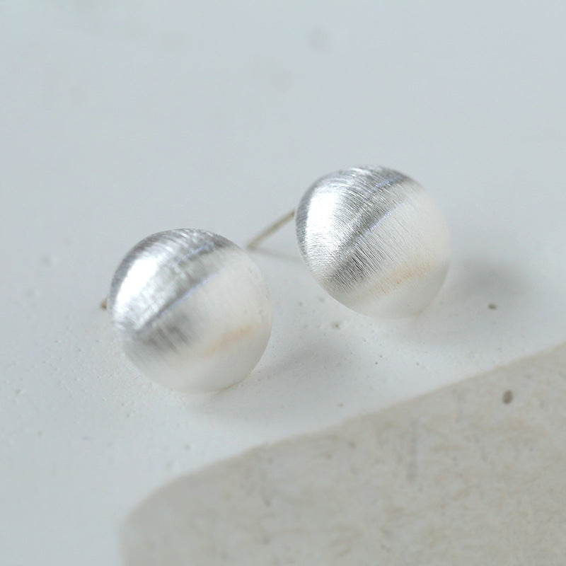 Shine Brushed Button Earrings