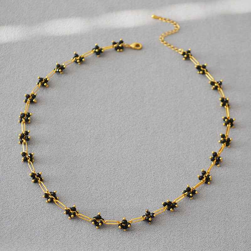 Handwoven Shimmering Black Crystal Necklace