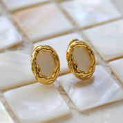 Mother of Pearl Shell Gold Earrings