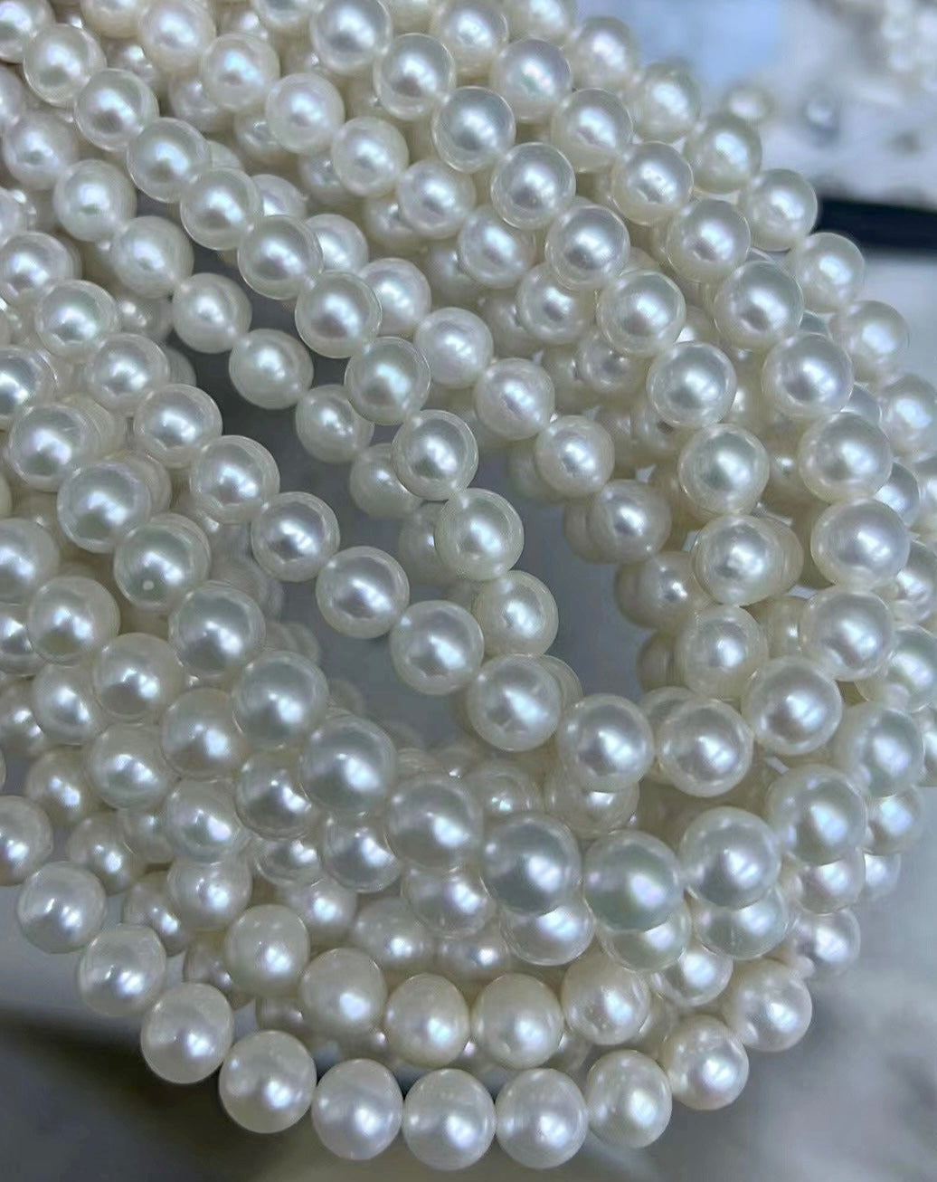 6-8mm White Freshwater Pearl Strand Necklace