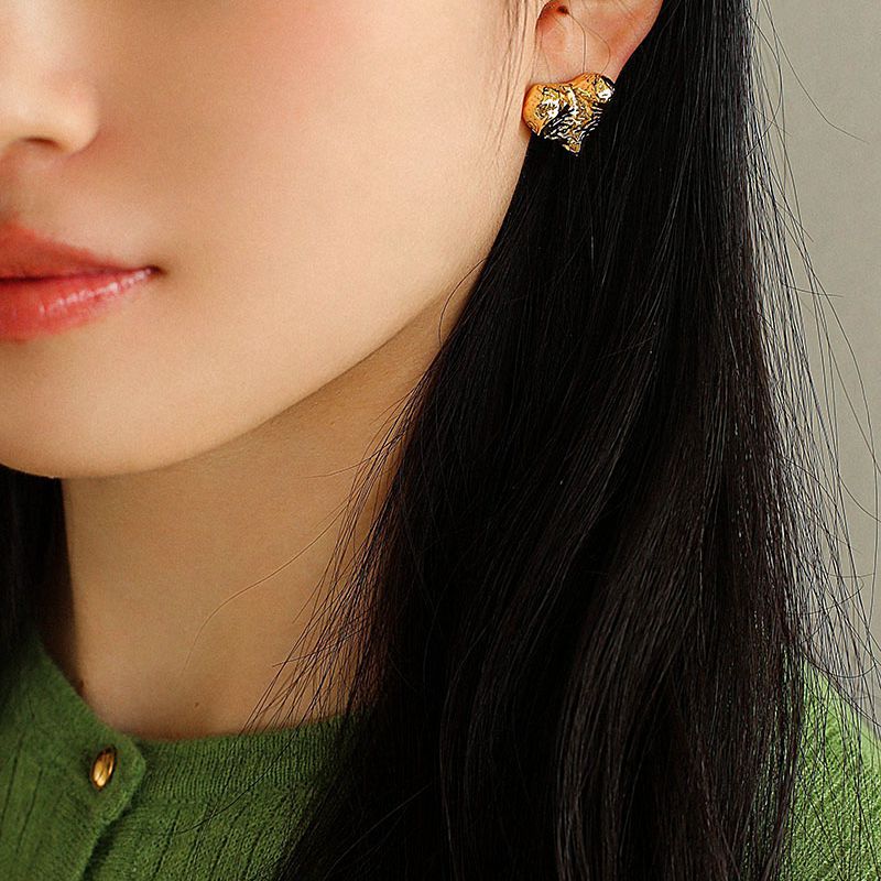 Trendy Heart Gold Earrings