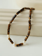 Tiger's Eye Gemstone Pearl Necklace