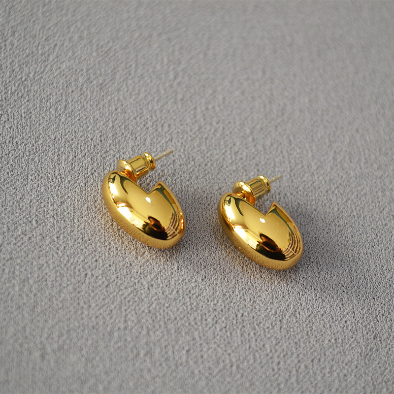 Modern Gold Bean Earrings