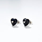 Black Agate Heart Necklace Earrings (Purchase Individually)