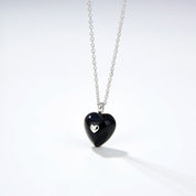 Black Agate Heart Necklace Earrings (Purchase Individually)