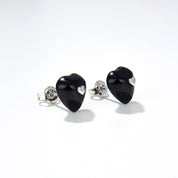 Black Agate Heart Necklace Earrings (Purchase Individually)