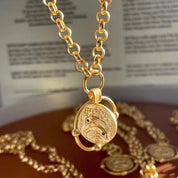 Dolphin Gold Coin Thick Chain Necklace