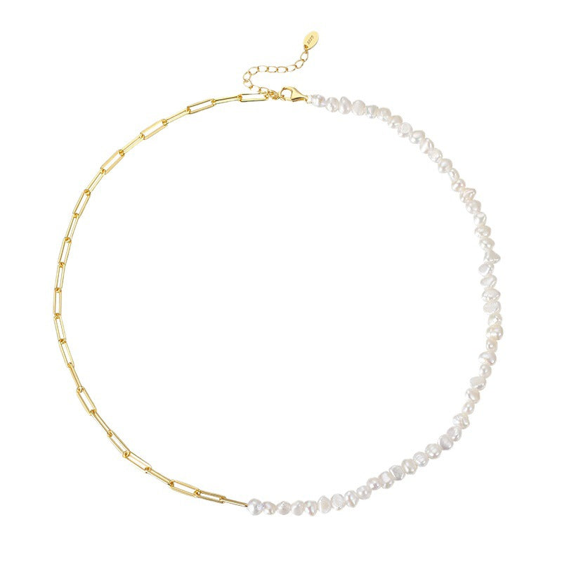 Paperclip Chain Pearl Necklace