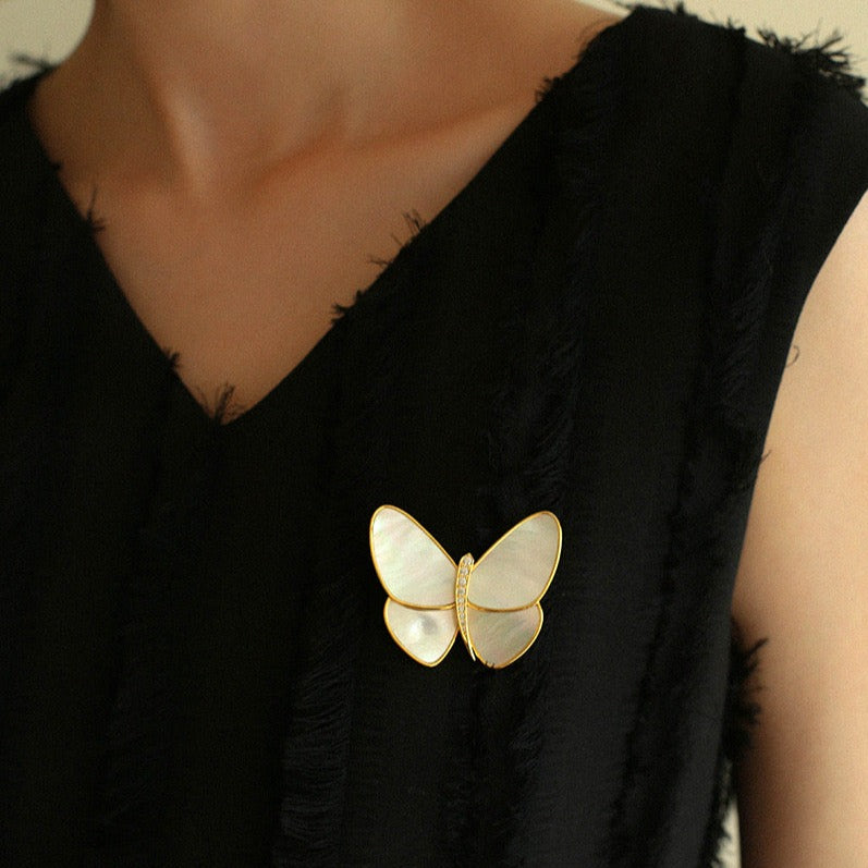 Mother of Shell Butterfly Brooch