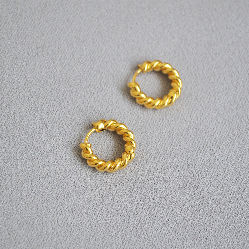 Gold Twisted Hoop Earrings